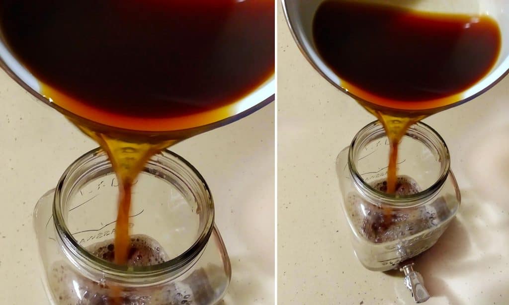 Pouring-tea-in-the-jar-kombucha