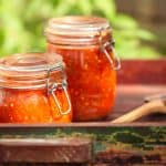 Jar of home made classic spicy Tomato salsa