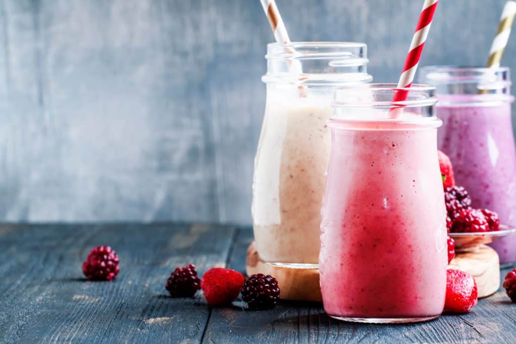 pink berry smoothies and milkshakes